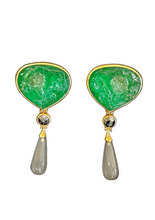 Load image into Gallery viewer, SOLD - Prof. Michael Zobel Emerald Carving Original Earrings (michael.zobel-heritage)