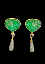 Load image into Gallery viewer, SOLD - Prof. Michael Zobel Emerald Carving Original Earrings (michael.zobel-heritage)