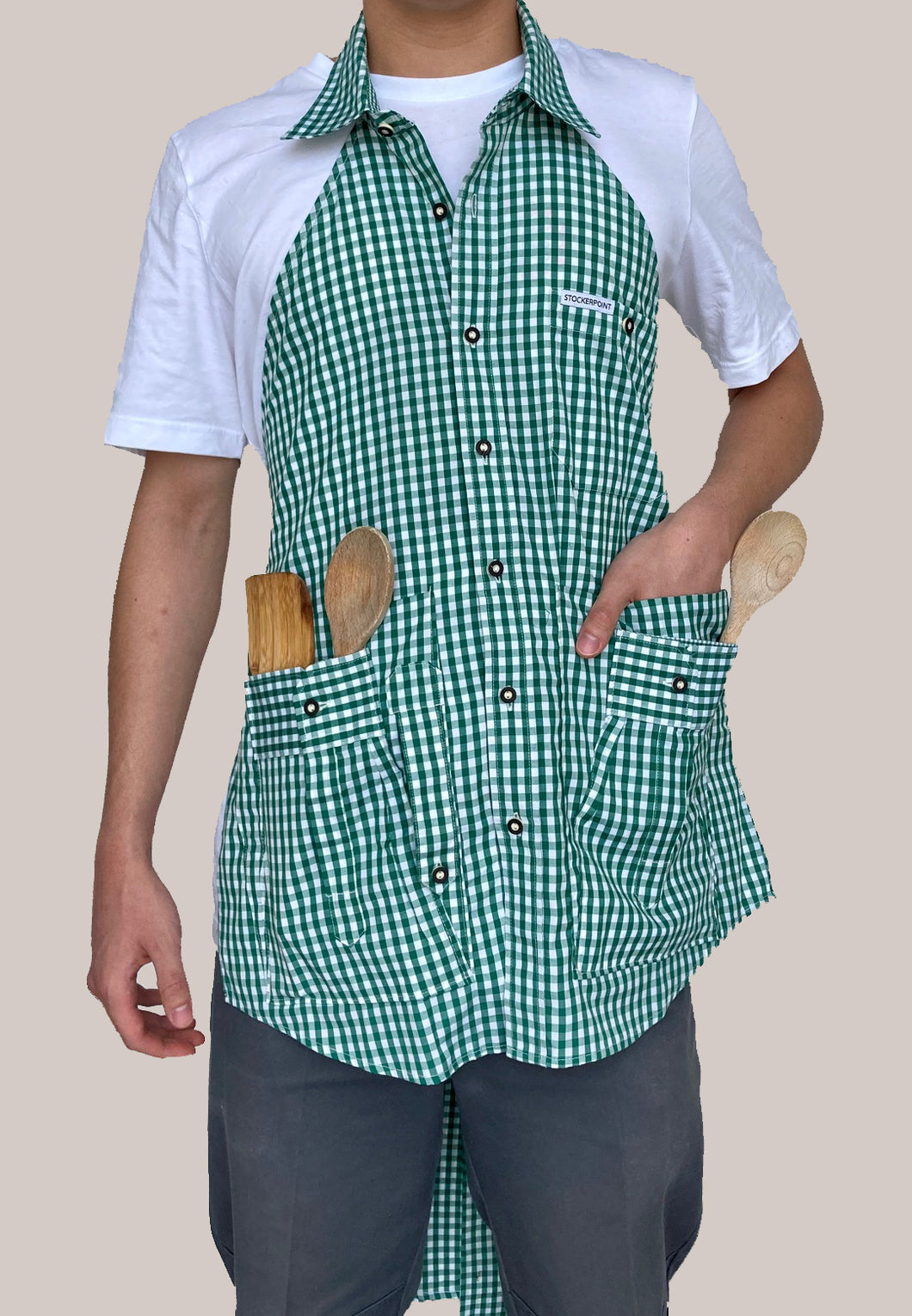 re-purposed men's shirt apron by caren shen