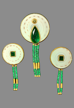 Load image into Gallery viewer, Set of Pendant &amp; Earrings with Shells and Emeralds - Michael Zobel Heritage Collection

