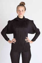 Load image into Gallery viewer, Pleated Multifuntional Top with Sleeves and High Collar
