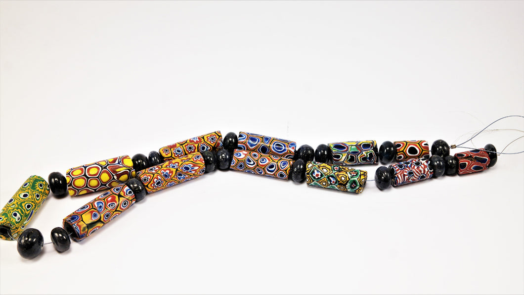 Venetian Antique Millefiori Beads with Sapphire